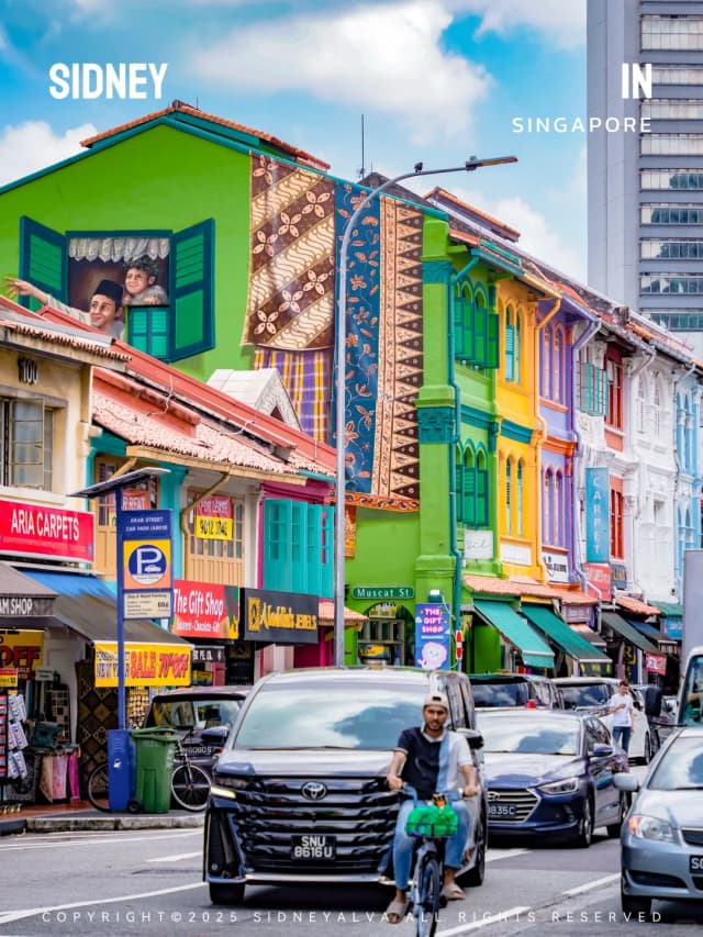 Haji Lane is Singapore's trendiest street art hub, filled with graffiti walls, independent shops, and cool cafes where every shot has a great vibe.