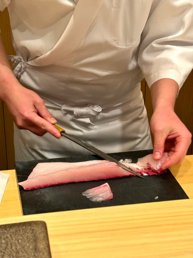 The chef pairs seafood based on what's in season, creating a 'blind box' experience that made me even more excited for the meal.