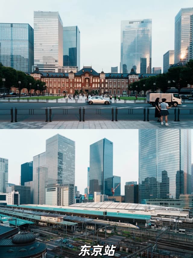 Tokyo Station's Renaissance-style red brick architecture is incredibly photogenic; head to the 6th floor of the nearby mall for a full panoramic view.