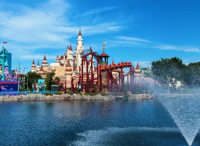 Vibrant Sentosa: a day of thrilling screams and relaxing ocean waves.