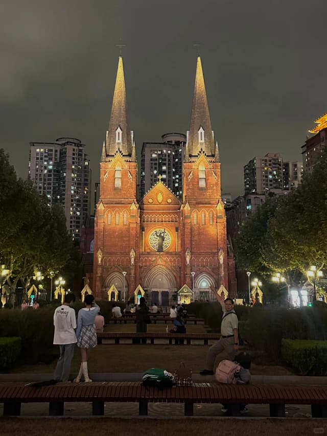 The Xujiahui Catholic Church fuses Gothic and Roman architectural elements, earning it the nickname 'Shanghai's Hogwarts'.