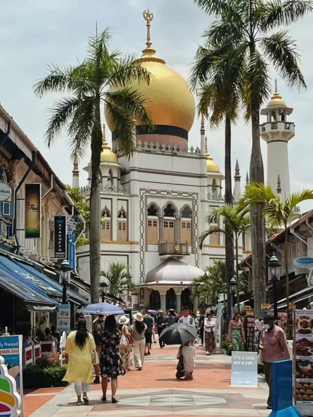 Step into Singapore's largest mosque and instantly feel the exotic atmosphere; the surrounding Arab Street is a photogenic dream with its colorful buildings and eye-catching murals.